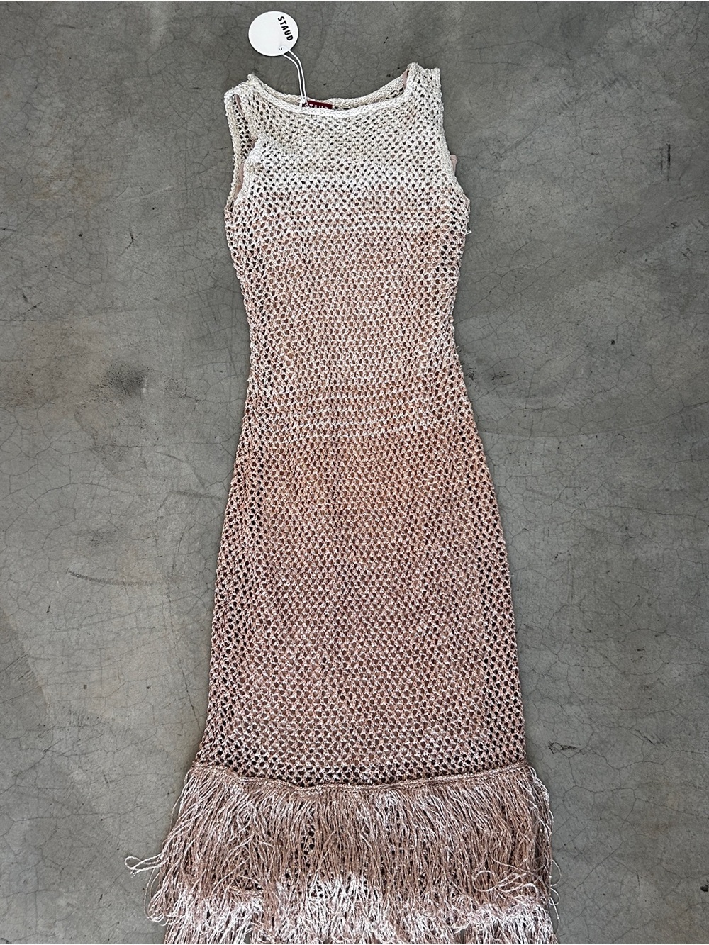 STAUD Constanza sparkle dress in beige NWT